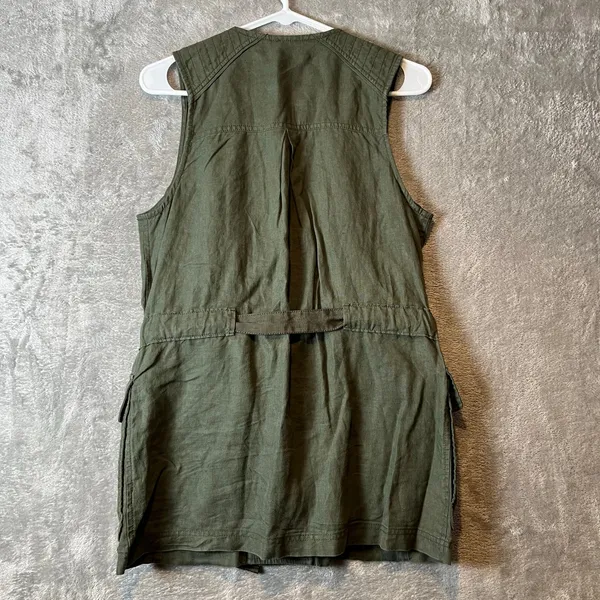 Athleta Wanderbout‎ Olive Green Linen Utility Vest Size XS - Image 4