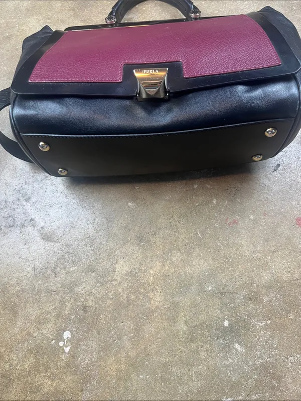 Furla Cortina Shoulder/Tote Bag in Burgandy and black - Image 7