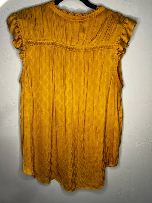 Maeve by Anthropologie Hailey‎ Flutter Sleeve Golden Yellow Boho Top - Image 10