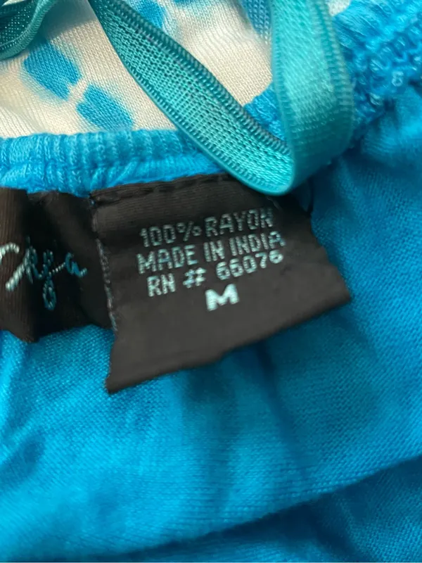 Turquoise and White Tie-Dye Slip Dress - Image 2