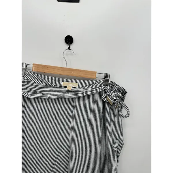 Michael Kors Black Striped Linen Wide Leg Pants Womens 16 Coastal‎ Resort - Image 4