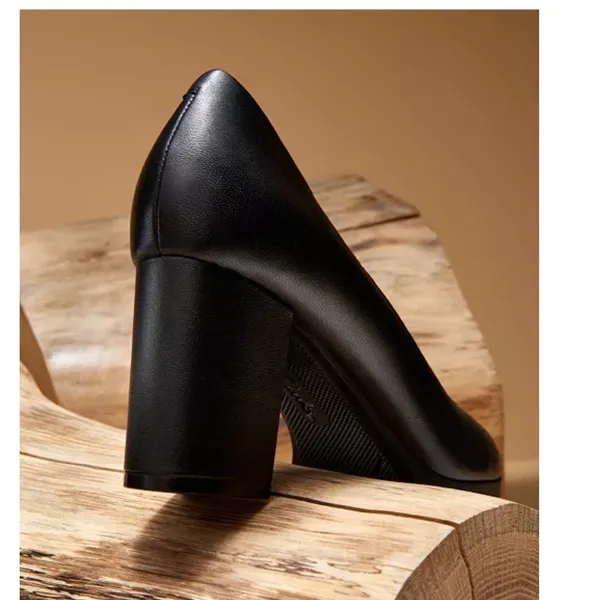 Clarks Bayla Skip Slip-On Platform Dress Pumps Black‎ Leather Block Heel Shoe 9M - Image 8