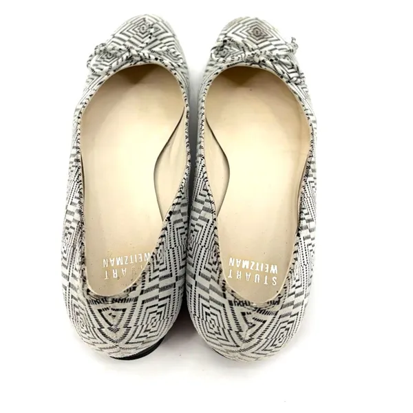 Stuart Weitzman Ballet Flats Sz 7.5N Geometric Bow Leather Preppy Old Money Slip - Image 7