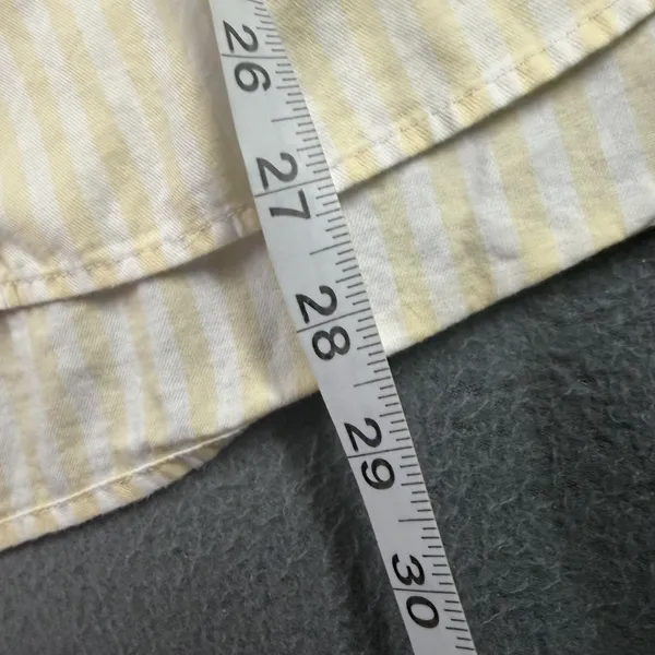 LOFT Shirt Womens Small Yellow White Striped Button Front Long Sleeve Cotton Top - Image 7