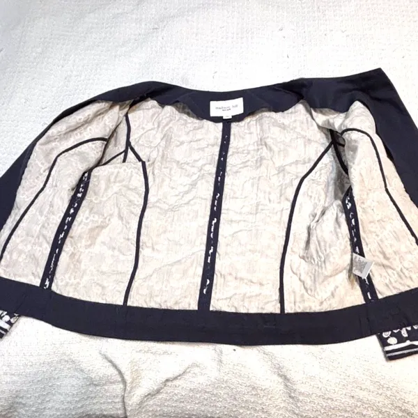Madison Hill NY Embroidered Cotton Open Front Blazer Jacket Shacket Navy Size 6 - Image 10