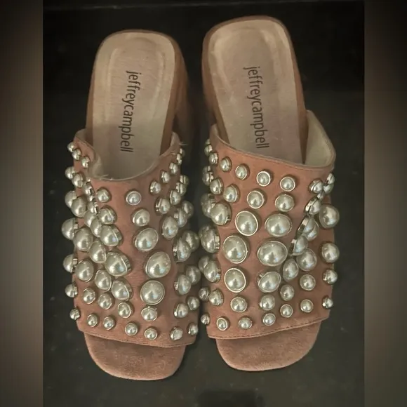 Jeffrey Campbell pink slip on suede with pearls hills size 6 - Image 2
