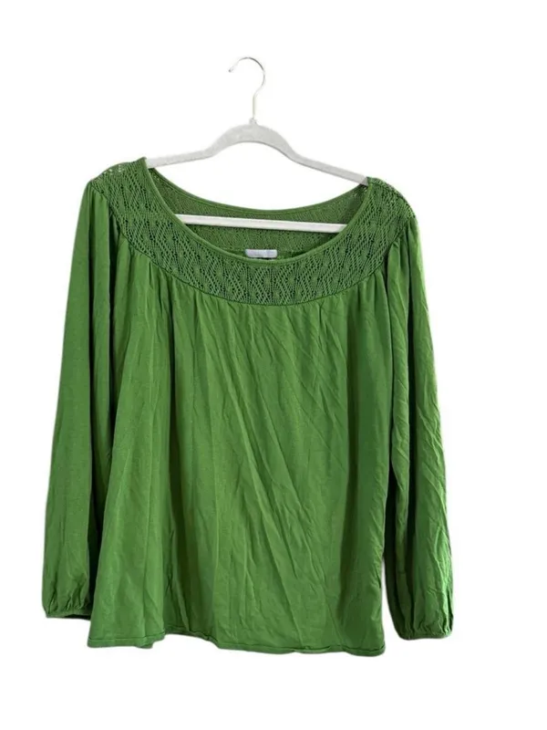 Old Navy Bright Green Square-Neck Smocked Yoke Blouse - Image 2