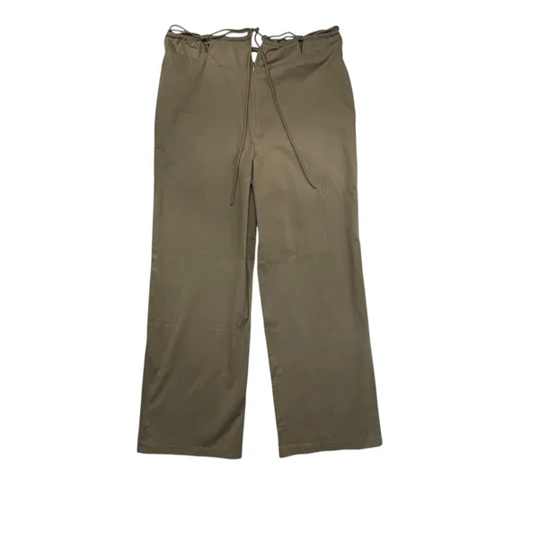 WHITE FOX Olive Green Wide Leg‎ Pants Tie Waist Drawstring Cargo Style - Image 5
