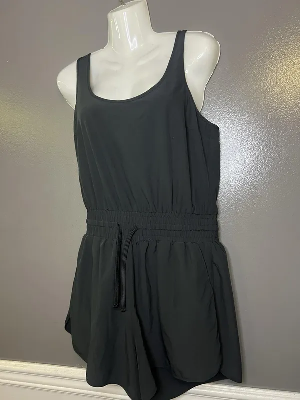 Abercrombie & Fitch Romper Womens Small Black Scoop Drawstring Waist Pockets - Image 4