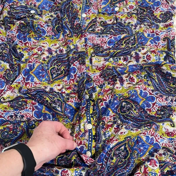 Lightweight short romper with short sleeves and pockets button front paisley NEW - Image 8