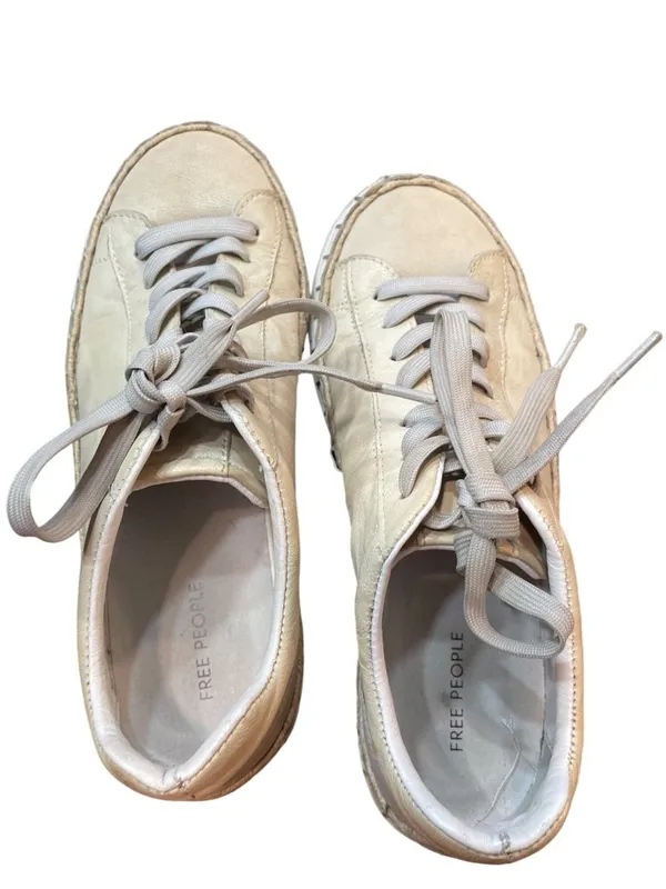Free People wms cream white leather low top fashion sneakers sz 7 SKU 10-326 - Image 15