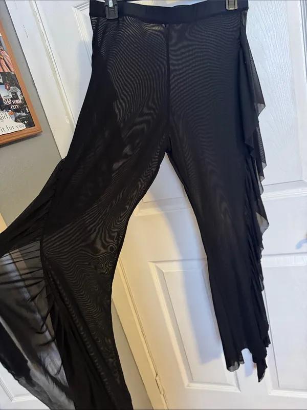 Sheer Black Cover Up Pants Size L - Image 4