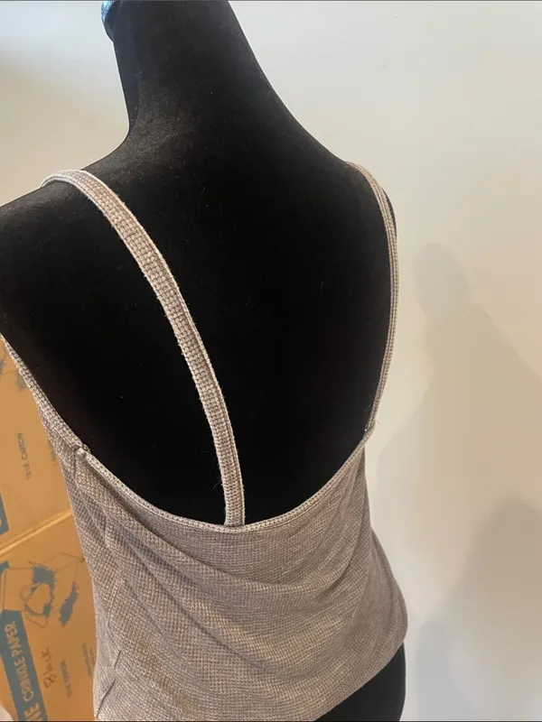 Waffle Knit Button-Front Tank Top in grey small American Eagle - Image 4