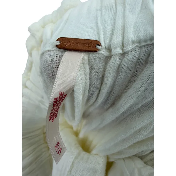 Free People Ivory Double Gauze Paperbag‎ Tie Waist Beach Pants Size XS - Image 8