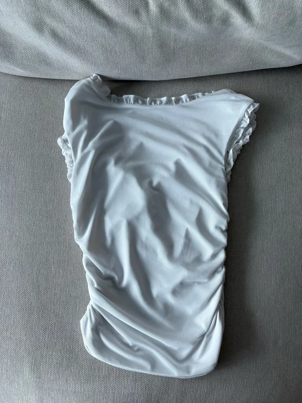 Amazon White ruffle detail top - Image 3