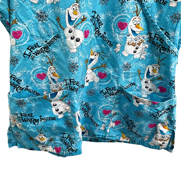 Disney Frozen Olaf Snowman I Feel All Warm Inside Scrub Top XL Character Peds - Image 4