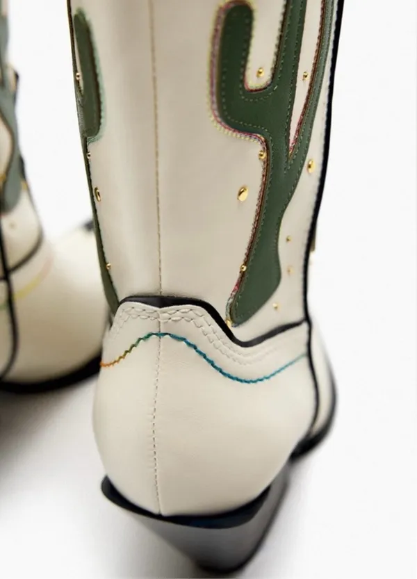 Zara cowboy boots cactus knee high heels western south western cowgirl - Image 7