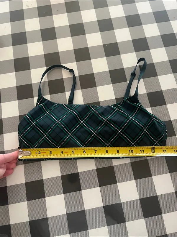 Victoria’s Secret PINK Women’s Strappy Tartan Plaid Green Sports Bra Medium - Image 11