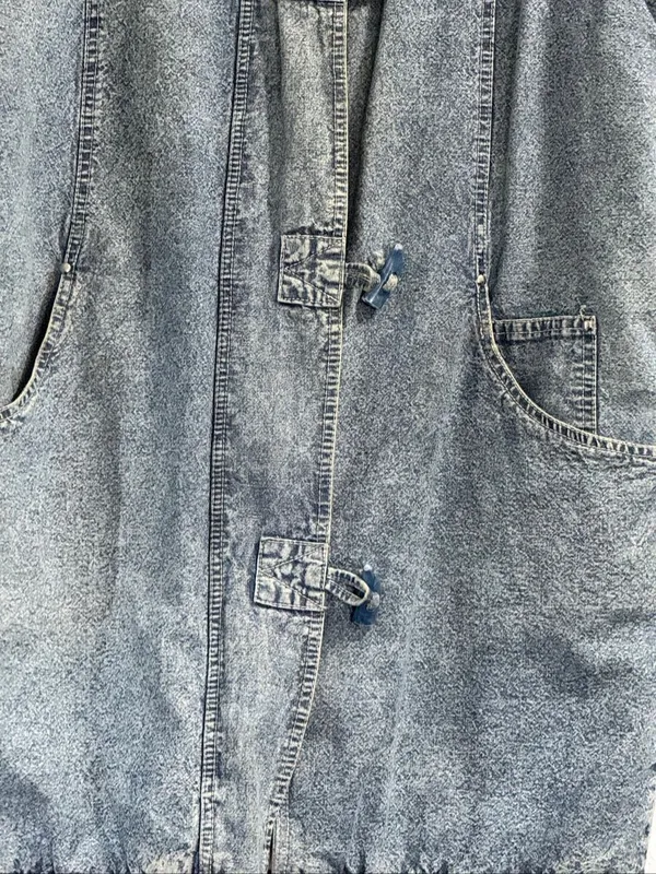 Vintage Andy Johns Blue Acid Wash Denim Fleece Lined Coat Jacket 80s 90s Size L - Image 2