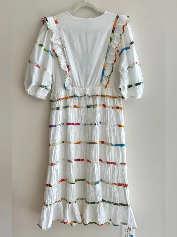 Farm Rio Mixed Off-White Prints Midi Dress, Size Large, NWT - Image 16