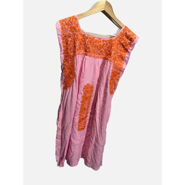 J.‎ Marie Embroidered Mini Dress Womens S Pink Orange Linen Blend Boho Summer - Image 4
