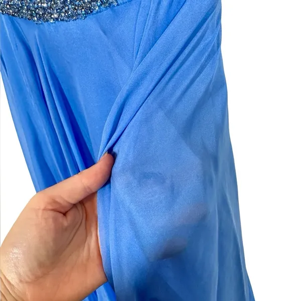Sherri Hill 50086 Chiffon Beaded Sweetheart Prom Gown Formal Dress Periwinkle - Image 11