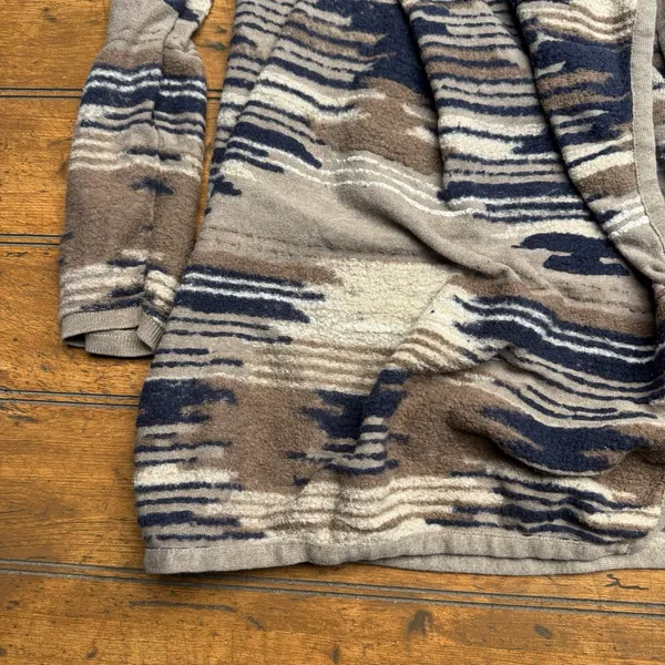 Lucky Brand Womens Open Cardigan Sweater Small Navy Tribal Aztec Long Pockets‎ - Image 3