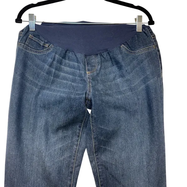 Indigo Blue Secret Fit Belly‎ Maternity Bootcut Jeans Dark Wash Large Long 97173 - Image 4