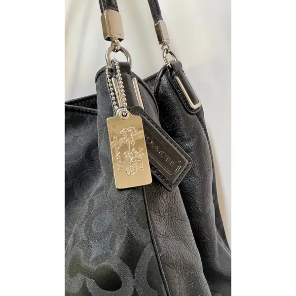 Coach Madison Op Art Sateen Phoebe Shoulder Bag Black Jacquard - Image 2