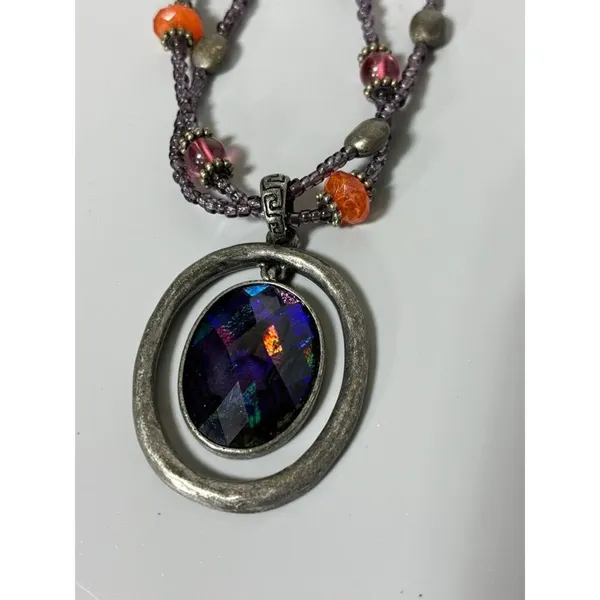 Laura Ashley Necklace Beaded Chocker Metal Silver Colored Boho‎ - Image 8