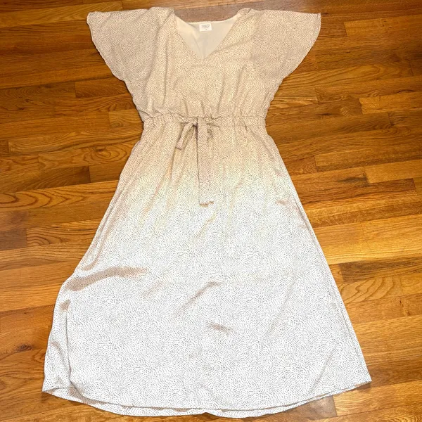 Sienna Sky Women’s XL White Brown Polka Dot V-neck Short Sleeve dress Pockets - Image 3