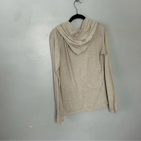 Barbell Workout Lightweight Hoodie Womens Large Beige Gym Pullover - Image 5