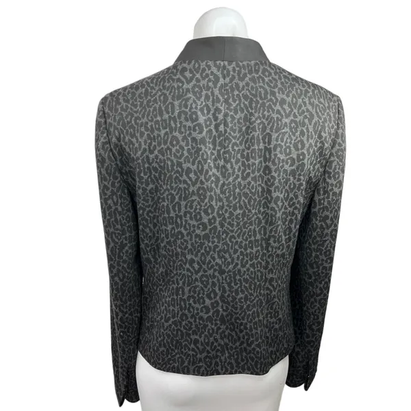 Ann Taylor Loft Black Tux Tuxedo Animal Print Double Breasted Blazer Jacket 8 - Image 2