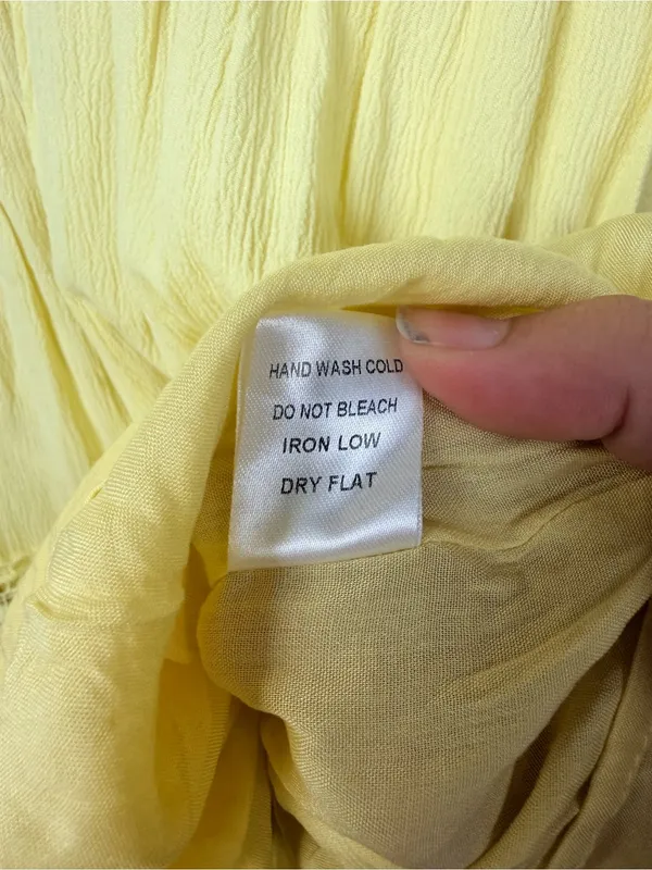 Mable boho yellow sleeveless maxi tiered dress size large - Image 6