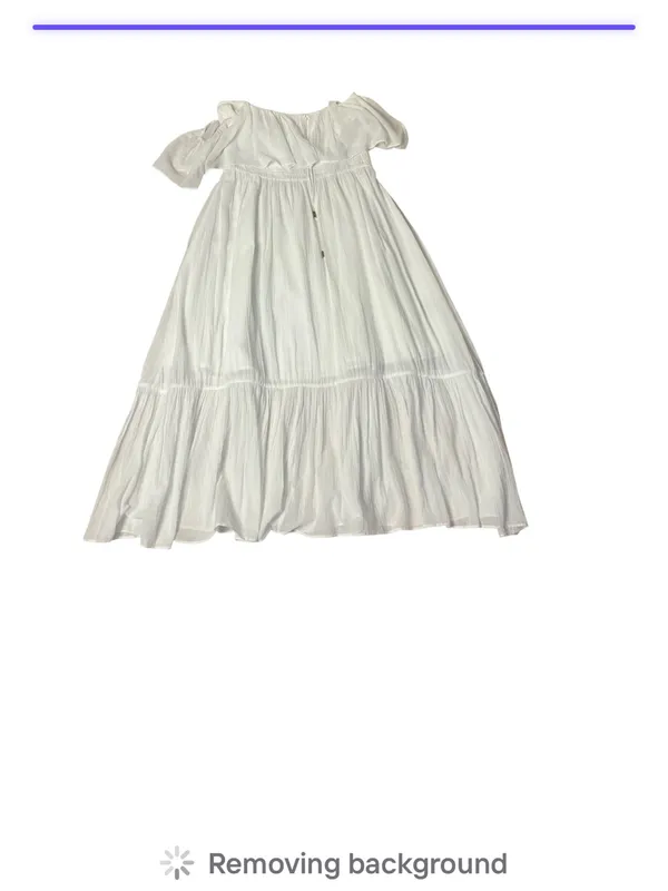 MAJORELLE White Selvaggia Midi Dress Tiered Ruffle Off The Shoulder Size Medium - Image 6