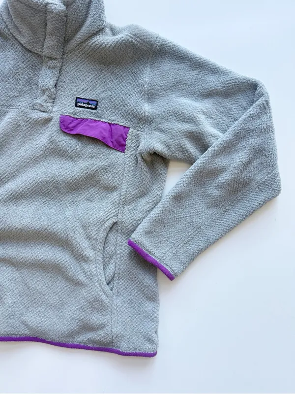 Patagonia Re-Tool Snap-T Pullover Fleece Gray and Purple Size Large - Image 5