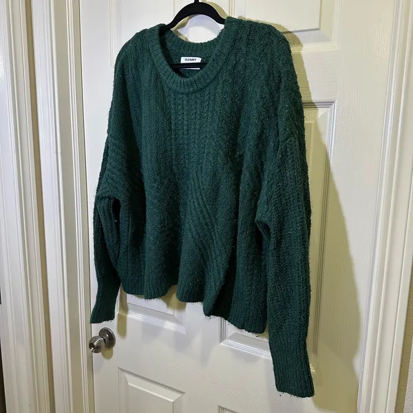 Old Navy Cable Knit Blouson Sleeve Cozy Oversized Sweater Size XXL Green - Image 3