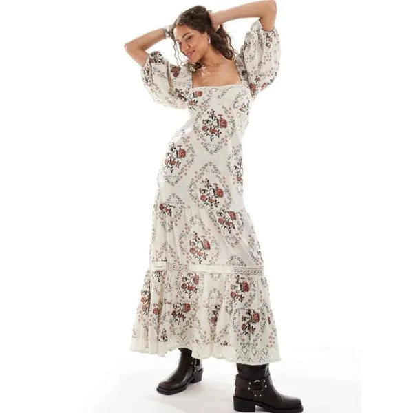 Free People Ethereal Dainty All the Attitude Printed Maxi Dress Medium Cottage - Image 5
