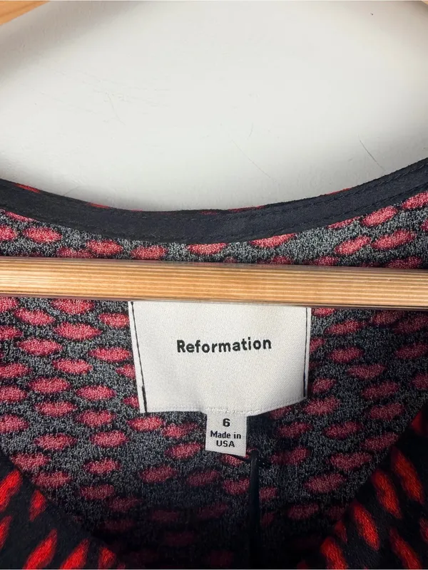 Reformation Neta Dress in French kids black red New size 6 - Image 4