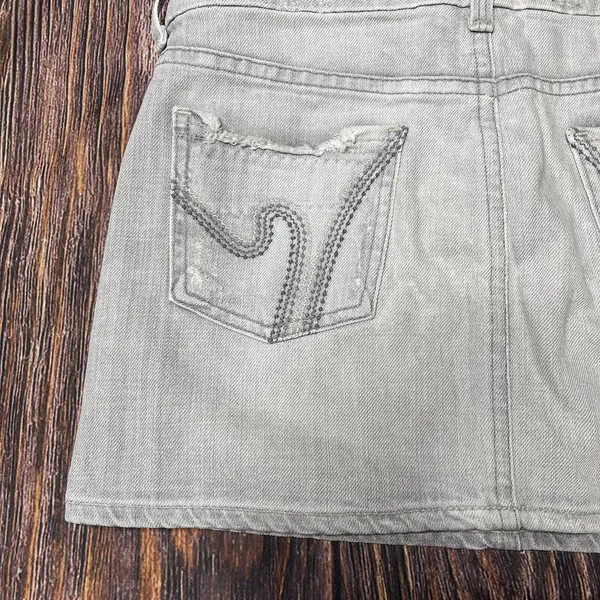 Citizens Of Humanity Boho #370 Stretch Denim Gray Mini Skirt Sz 25 Embroidered‎ - Image 7