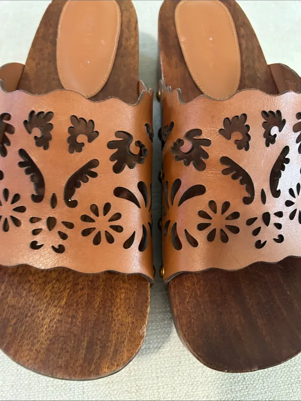 FARM RIO Brown Lace Leather Clog, Size 9, NWOT - Image 10