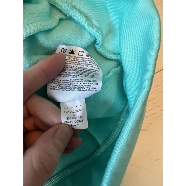 Nike Womens Large Teal Dri Fit Thermal‎ Training Tape Hoodie Workout Winter - Image 3