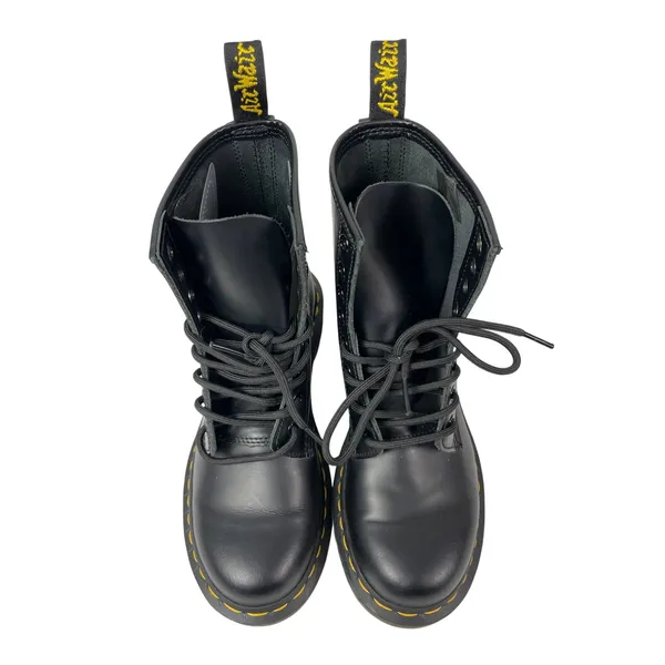 NEW Dr. Martens 1460 Womens Black Leather Round Toe Lace Up Combat Ankle Boots 7 - Image 2