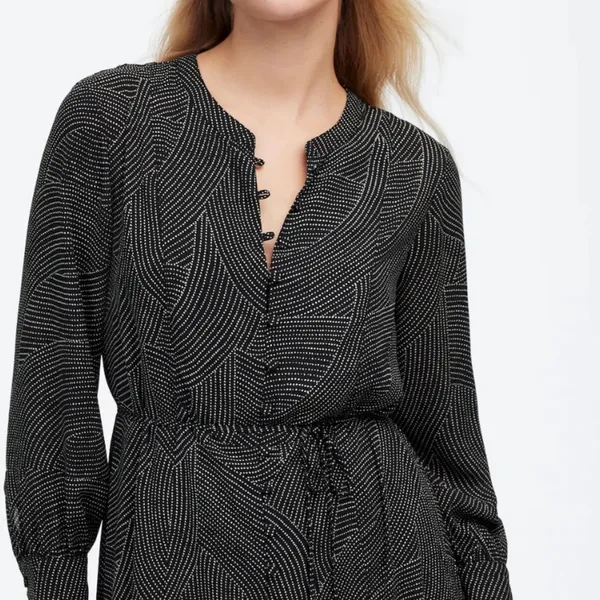 Madewell Tie-Waist Midi Dress in Dot Black‎ White sizs S NWT - Image 2