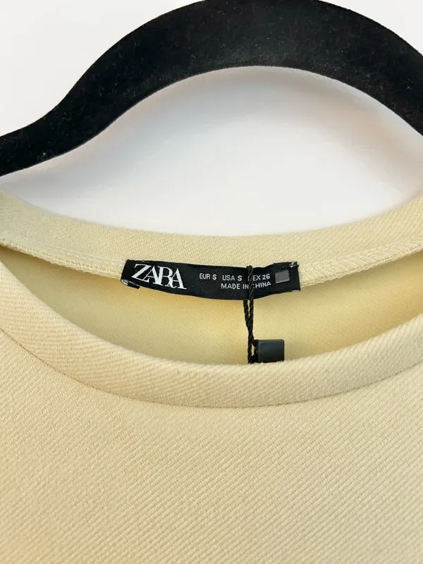 Zara Pastel Yellow Faux Suede Mini Dress Euro Summer Vactation Size S NWT - Image 4