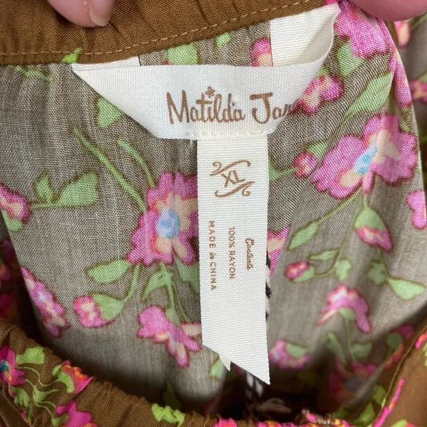 Matilda Jane Brown&Pink Floral On A Whim Ruffle Hem Tank Top Sz.XL NWT - Image 8