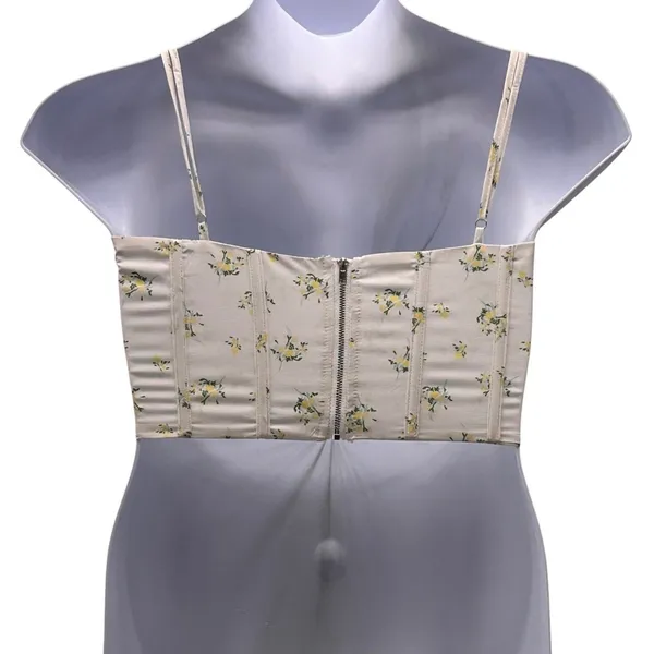 Floral Corset Top‎ Cream Small Yellow - Image 2