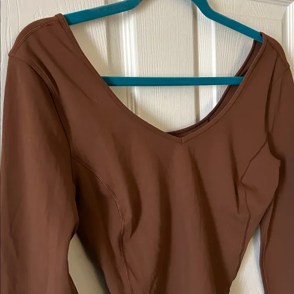 Lululemon Brown Align Cropped Long Sleeve Athletic Top in Java Size 2‎ - Image 5