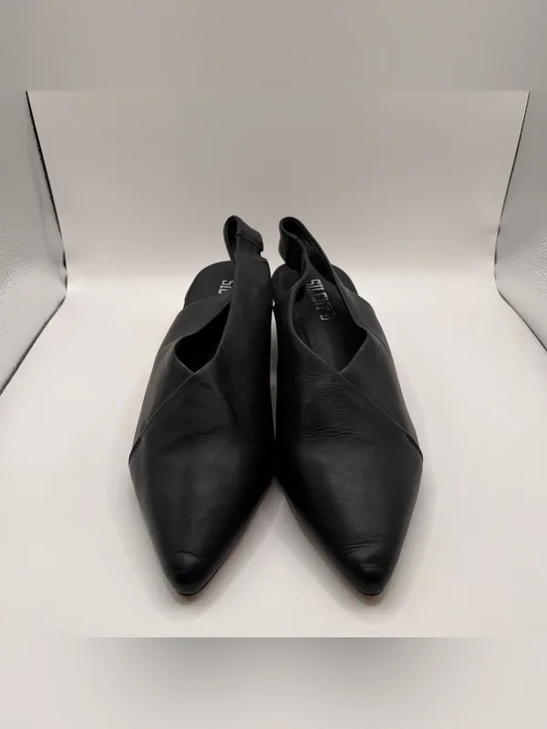 Silent D Anthropologie black leather slingback pointed toe block heel 39 US8.5 - Image 4