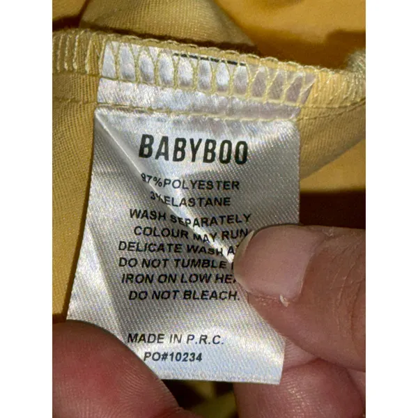 NWT Babyboo Isobel Lemon Yellow Satin Lace Up Back High Slit Maxi Dress Size M - Image 12